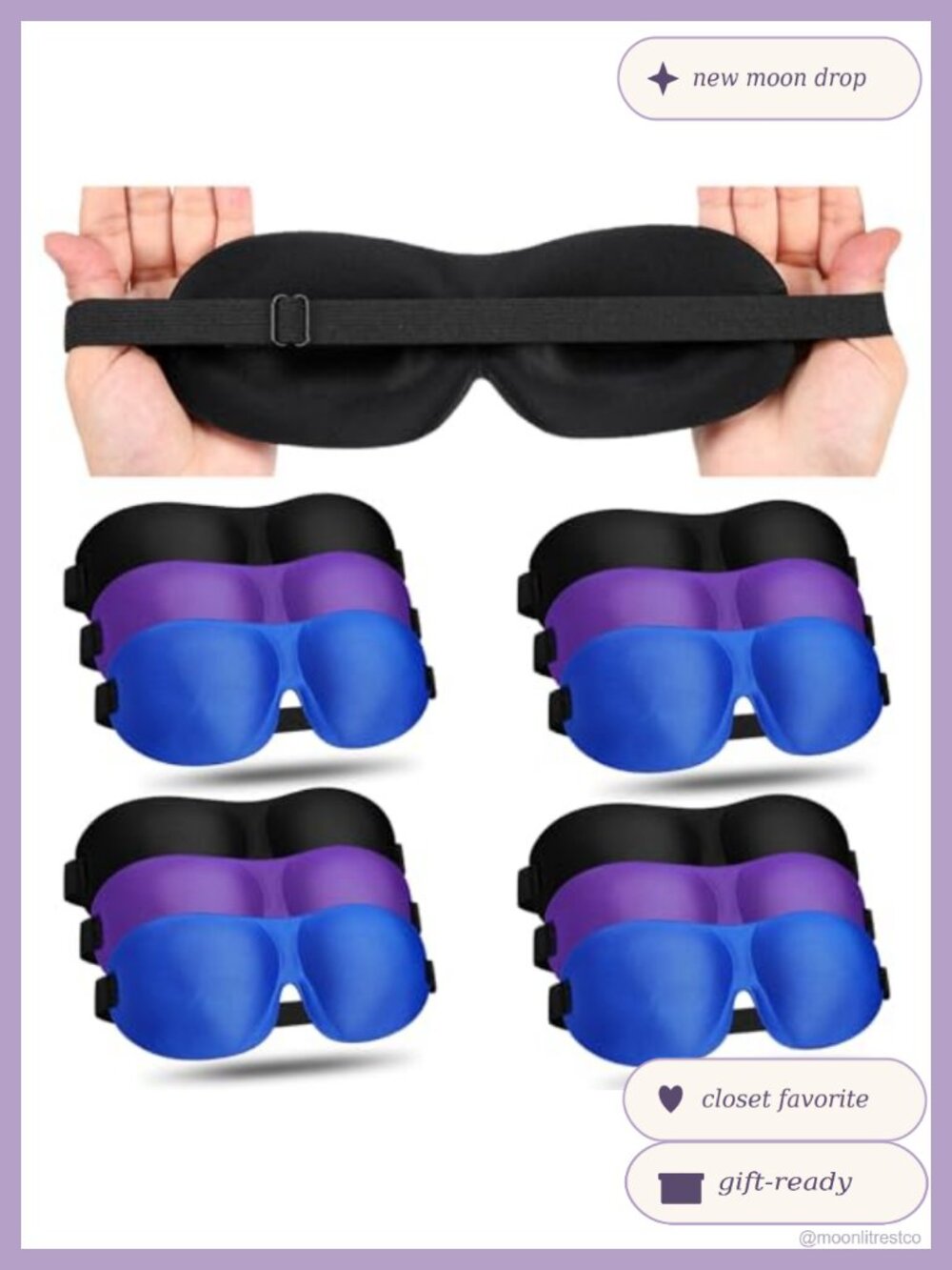 12 Pack 3D Sleep Mask Blackout Eye Mask Adjustable Strap Polyester Sponge